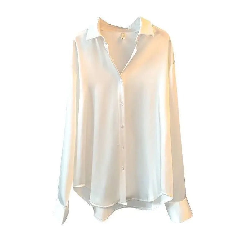 Lightweight women's blouse – long sleeve, satin blend, for versatile occasions 5