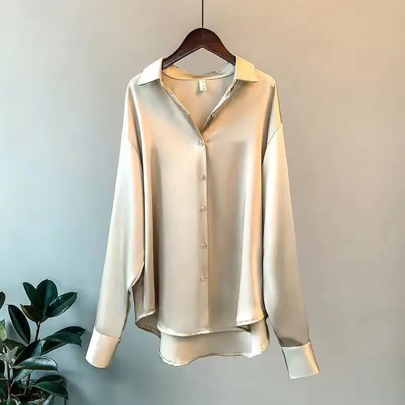 Lightweight women's blouse – long sleeve, satin blend, for versatile occasions 6
