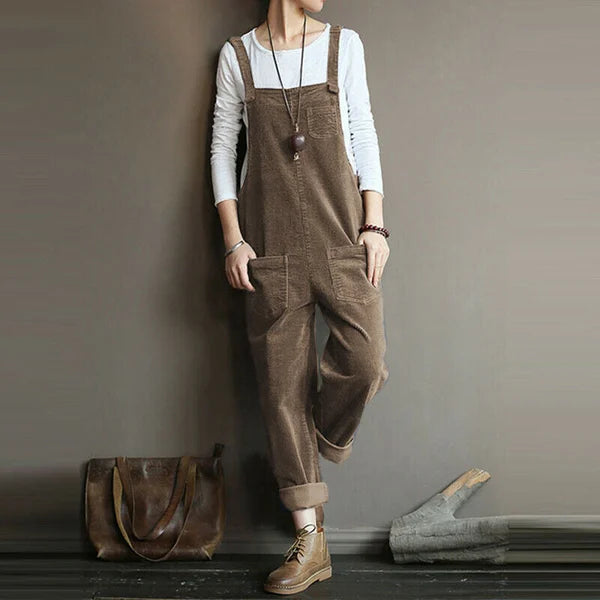 Lightweight women's jumpsuit – relaxed fit, flexible cord fabric, for casual outings 0