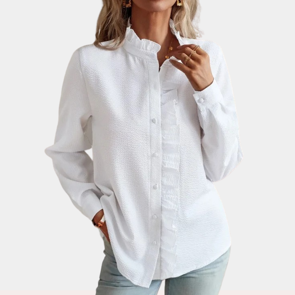 Lightweight women’s striped summer blouse – casual fit, polyester, for warm weather 0
