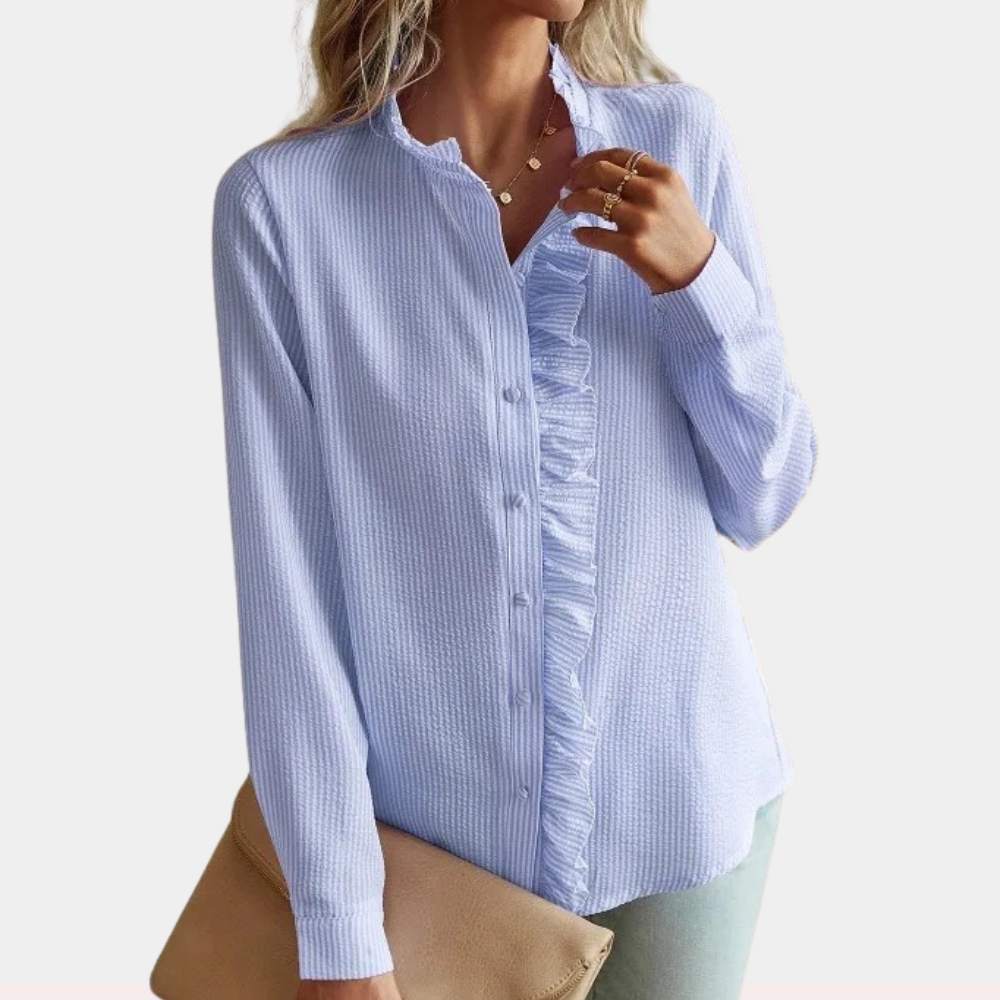 Lightweight women’s striped summer blouse – casual fit, polyester, for warm weather 4