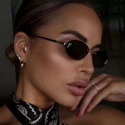 Luxuriöse Damen Sonnenbrille – rahmenloses Design, metallisch, für elegante Anlässe 0