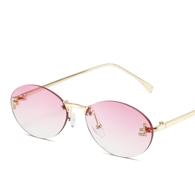 Luxuriöse Damen Sonnenbrille – rahmenloses Design, metallisch, für elegante Anlässe 10