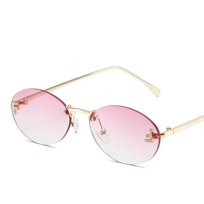 Luxuriöse Damen Sonnenbrille – rahmenloses Design, metallisch, für elegante Anlässe 10