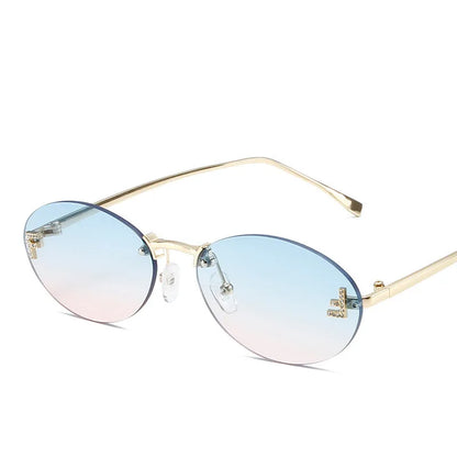 Luxuriöse Damen Sonnenbrille – rahmenloses Design, metallisch, für elegante Anlässe 11