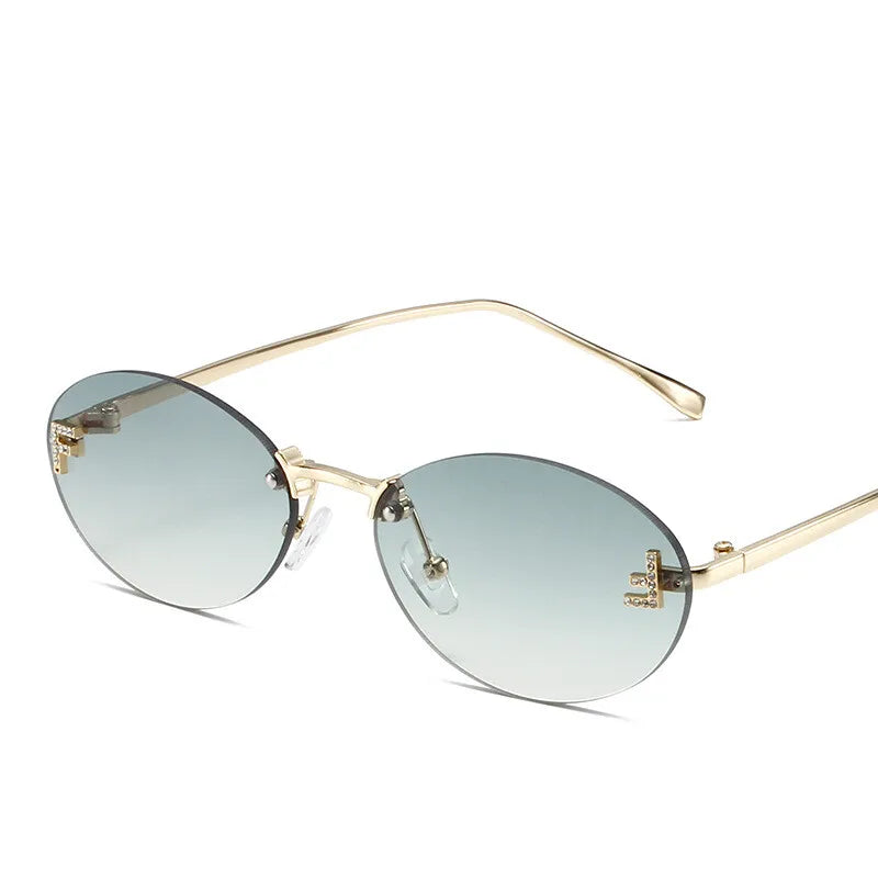 Luxuriöse Damen Sonnenbrille – rahmenloses Design, metallisch, für elegante Anlässe 13