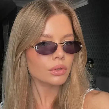 Luxuriöse Damen Sonnenbrille – rahmenloses Design, metallisch, für elegante Anlässe 1