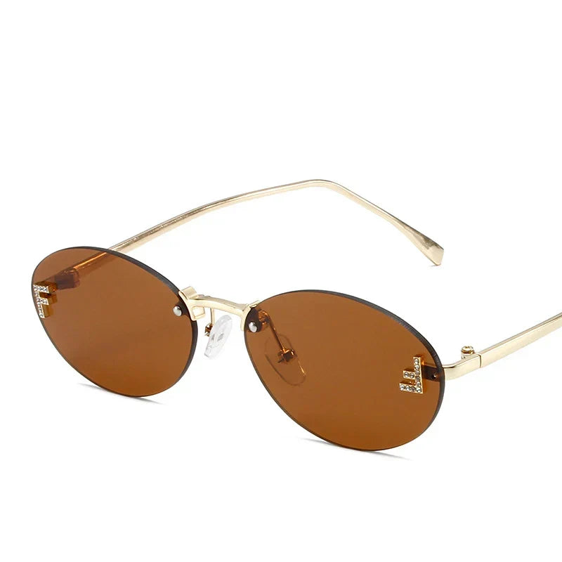 Luxuriöse Damen Sonnenbrille – rahmenloses Design, metallisch, für elegante Anlässe 4