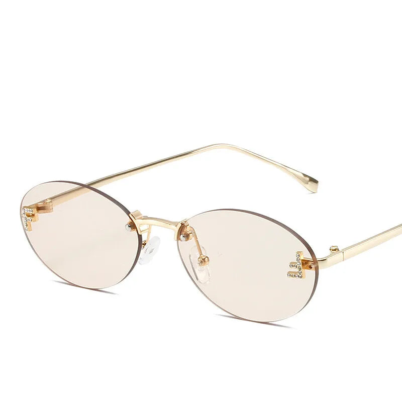 Luxuriöse Damen Sonnenbrille – rahmenloses Design, metallisch, für elegante Anlässe 6