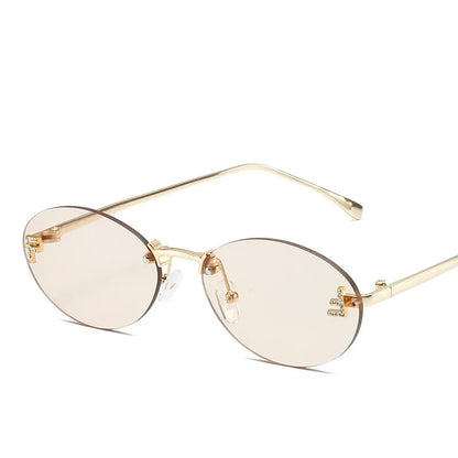 Luxuriöse Damen Sonnenbrille – rahmenloses Design, metallisch, für elegante Anlässe 6
