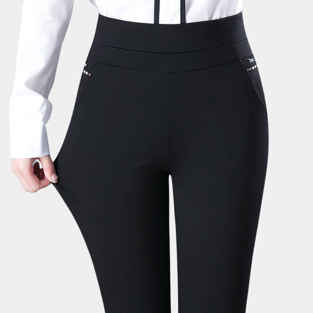 Variant image for High Waist Black Stretch Pants for Women, Comfortable Versatile Office and Casual Wear, M-4XL-1