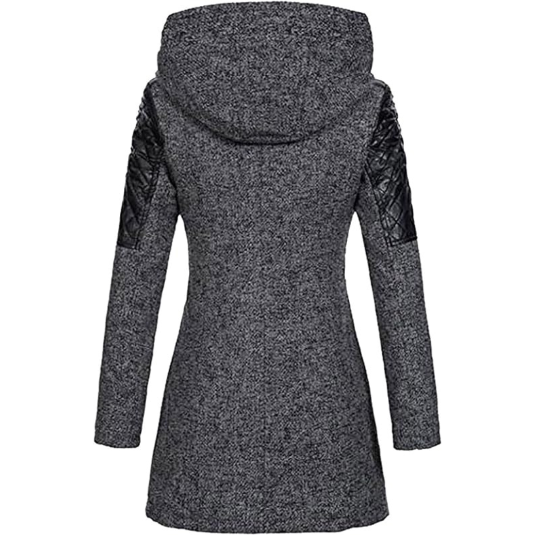 Women's Warm Winter Coat - Asymmetric Zip, Cotton Blend