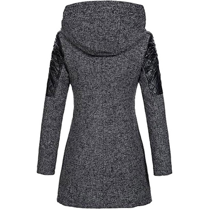 Women's Warm Winter Coat - Asymmetric Zip, Cotton Blend
