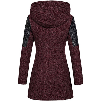 Women's Warm Winter Coat - Asymmetric Zip, Cotton Blend