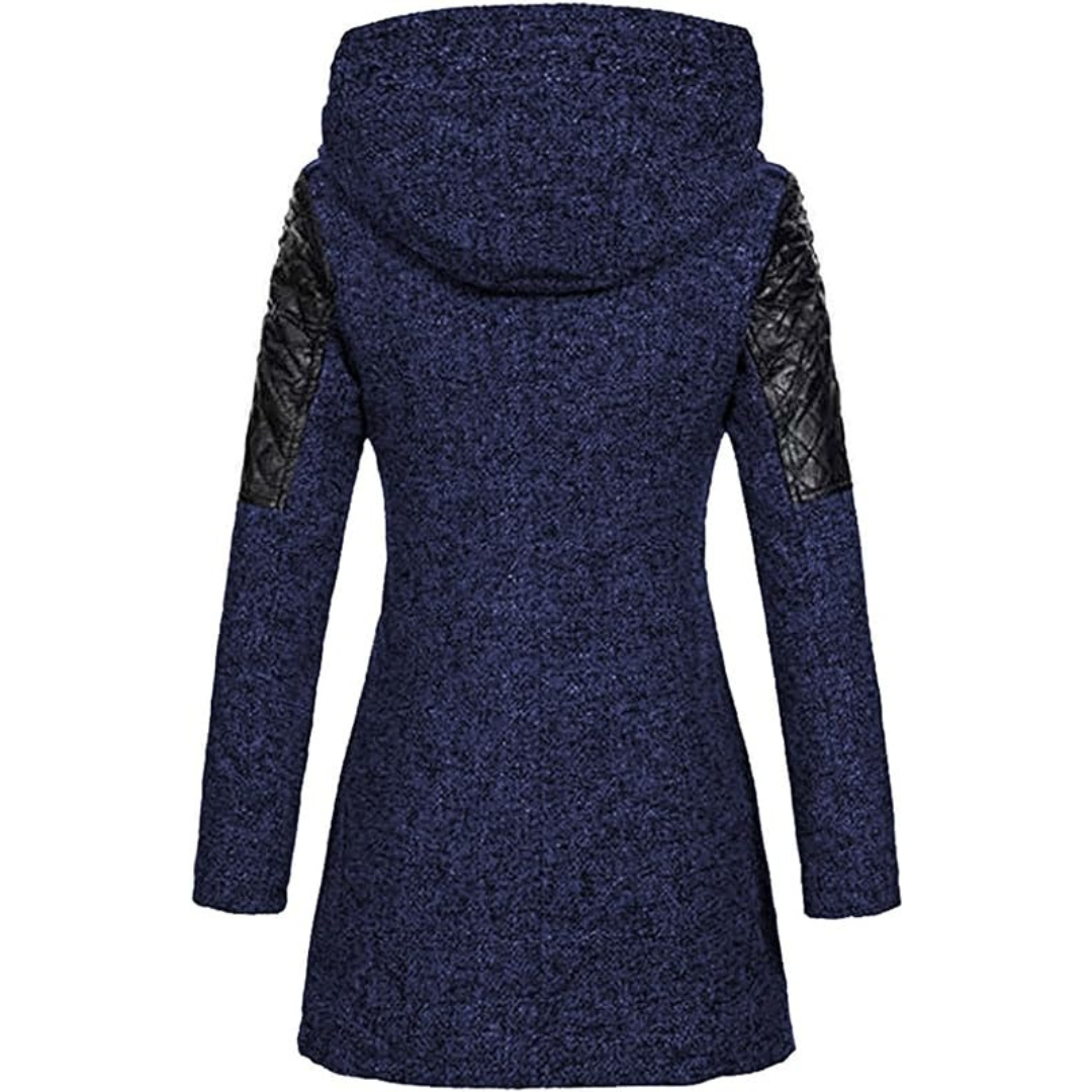 Women's Warm Winter Coat - Asymmetric Zip, Cotton Blend