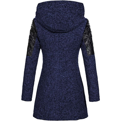 Women's Warm Winter Coat - Asymmetric Zip, Cotton Blend
