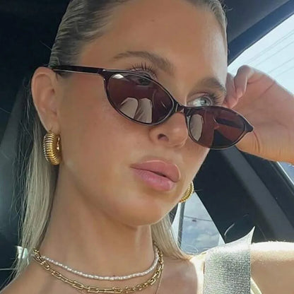 Modische Damen Sonnenbrille – Retro ovales Design, braun, für den Alltag 0