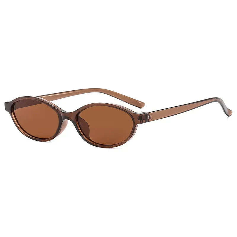 Modische Damen Sonnenbrille – Retro ovales Design, braun, für den Alltag 14