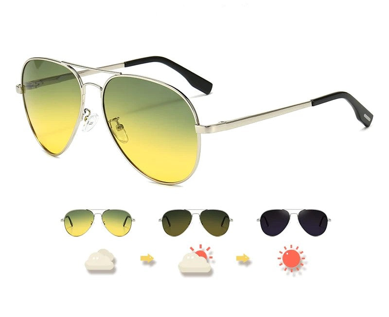 Multifunktionale Unisex Pilotensonnenbrille – photochromatische, polarisierte Gläser, für Tag- und Nachtfahrten 1