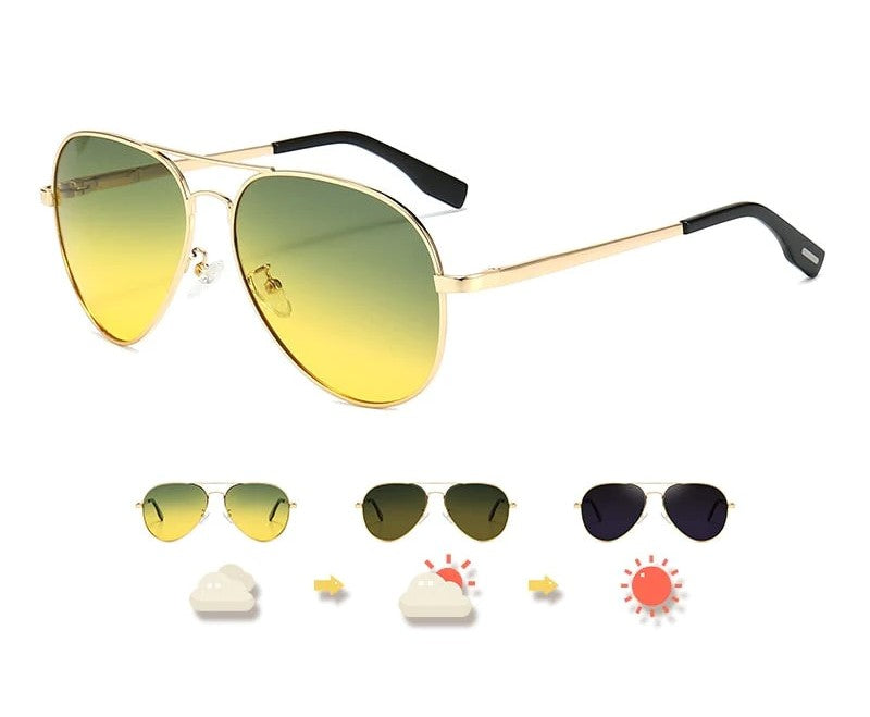 Multifunktionale Unisex Pilotensonnenbrille – photochromatische, polarisierte Gläser, für Tag- und Nachtfahrten 2