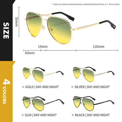 Multifunktionale Unisex Pilotensonnenbrille – photochromatische, polarisierte Gläser, für Tag- und Nachtfahrten 5