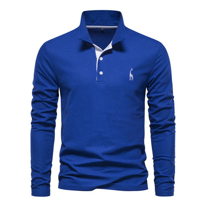 Plush Timeless Mens Long Sleeve Polo - Collared Cotton Casual