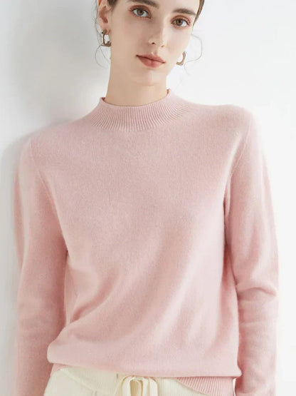 Plush Timeless Women’s Pullover - Mock Neck, Wool, Work