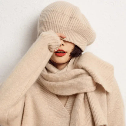 Ribbed Foldover Band, Winter – Plush Women’s Cashmere Beret