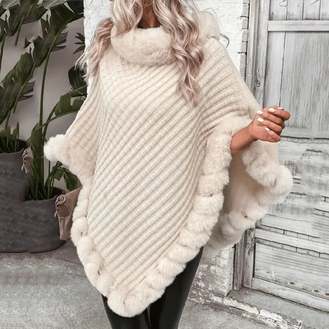 Cozy Warm Women's Poncho - Slouchy Cowl, Acrylic, For Fall