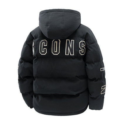 Men's Insulating Puffer Coat - Boxy Cut, Quilted, For Winter