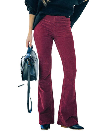 Variant image for Ribbed Velvet Wide Leg Pants for Women with Elasticated Waist and Flared Legs, Comfortable and Stylish-19