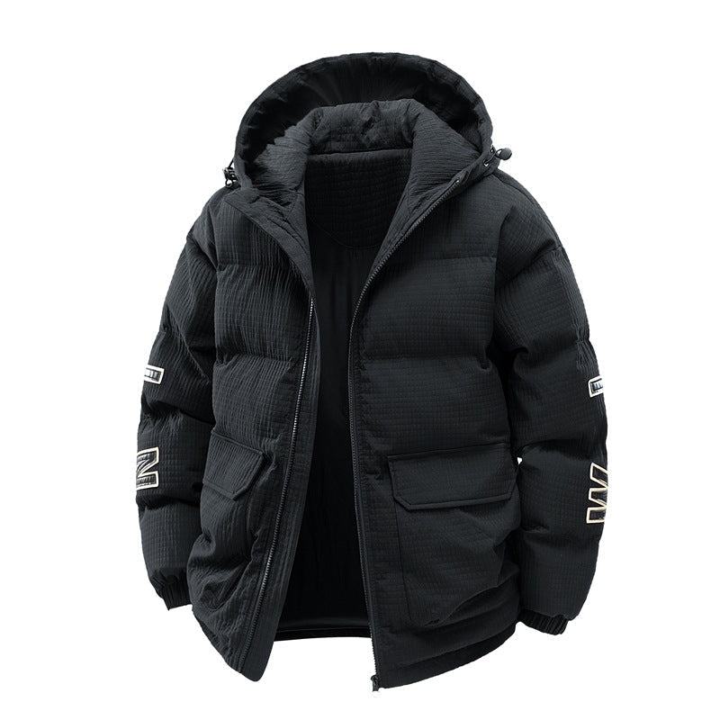 Men's Insulating Puffer Coat - Boxy Cut, Quilted, For Winter