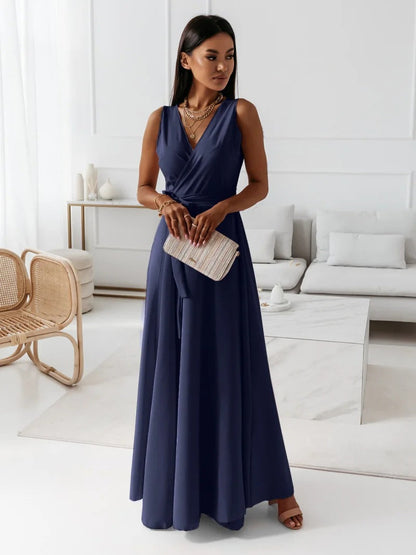 Variant image for Elegant V-Neck Women's Dress, Flattering Knee-Length Cocktail Dress for Formal and Casual Occasions, Breathable Fabric-26