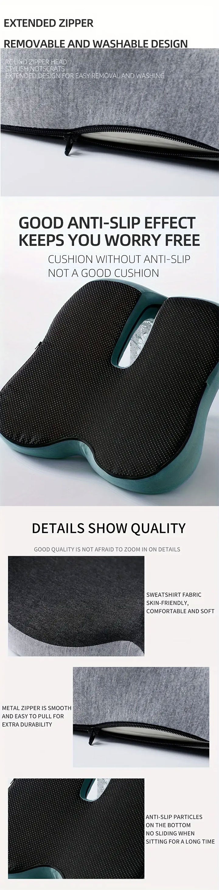 Lumbar Relief for Office Chair Car Wheelchair 2026 – Comfort-Grip Memory Foam Seat Cushion with Back Support