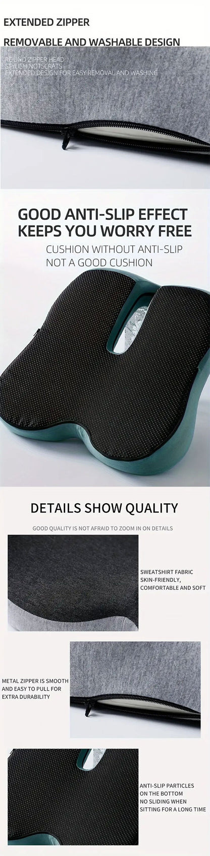 Lumbar Relief for Office Chair Car Wheelchair 2026 – Comfort-Grip Memory Foam Seat Cushion with Back Support