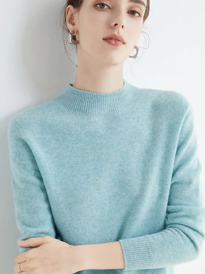 Plush Timeless Women’s Pullover - Mock Neck, Wool, Work