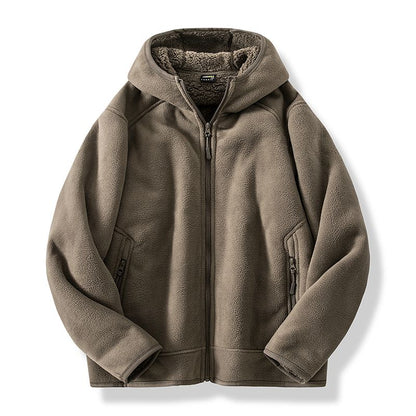 Cozy Warm Men’s Fleece Jacket - Hooded Full Zip, Sherpa