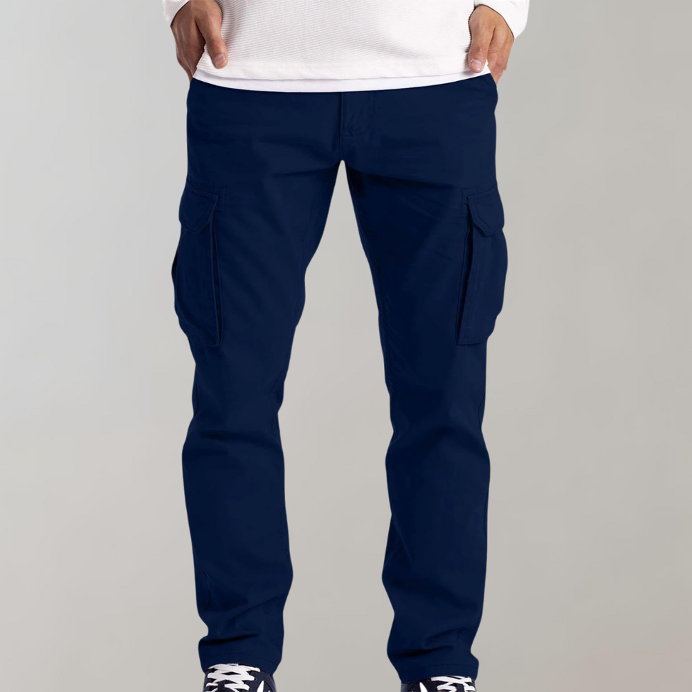 Mens Black Cargo Pants with Spacious Pockets and Comfortable Fit for Everyday Wear-4