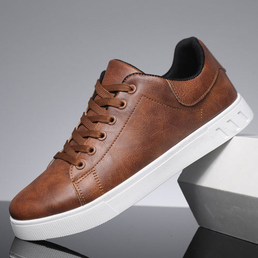 Stylish Men's Leather Sneakers in Brown and Black for Everyday Comfort and Durability-1