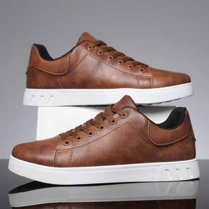 Stylish Men's Leather Sneakers in Brown and Black for Everyday Comfort and Durability-2