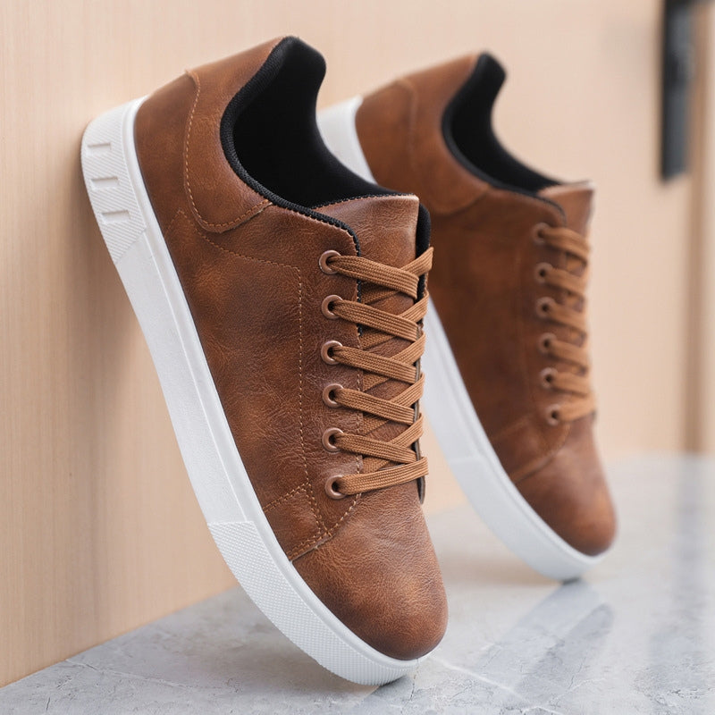 Stylish Men's Leather Sneakers in Brown and Black for Everyday Comfort and Durability-6