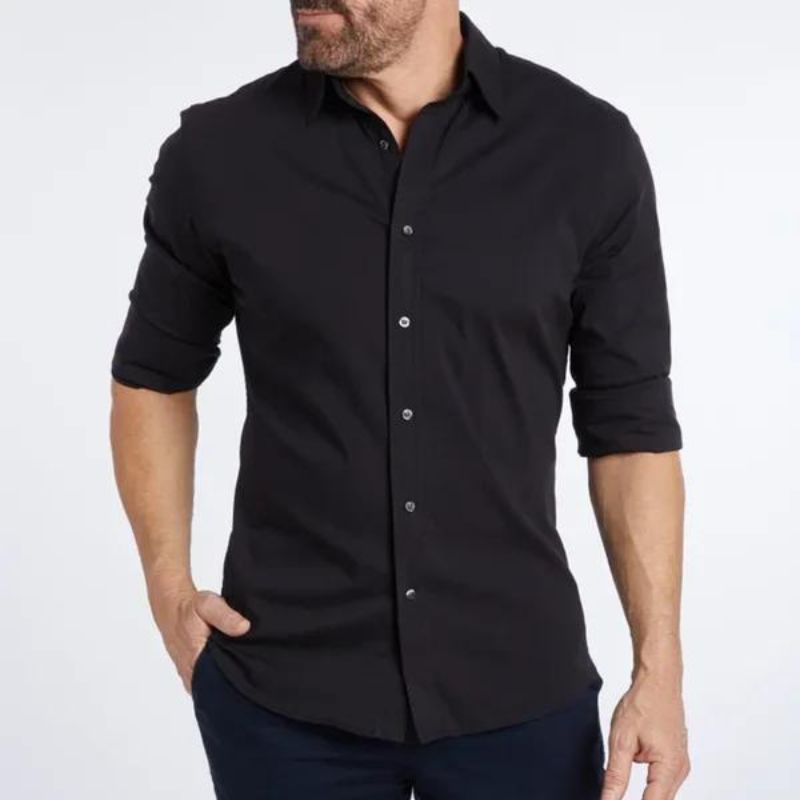 Wrinkle-Free Men's Blouse with Hidden Zipper, Breathable and Durable Fabric, Tailored Fit, Available in Multiple Colors-2