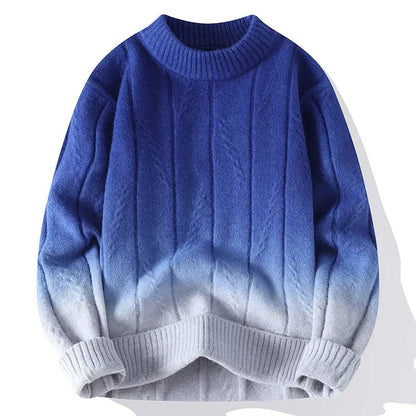Plush Timeless Men's Gradient Knit Sweater - Crewneck Wool