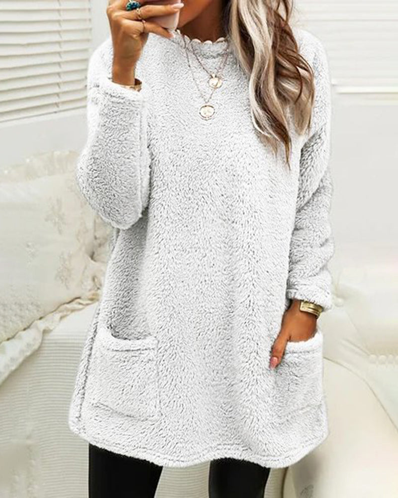 Plush Cozy Women’s Tunic Pullover - Oversized Sherpa, Winter