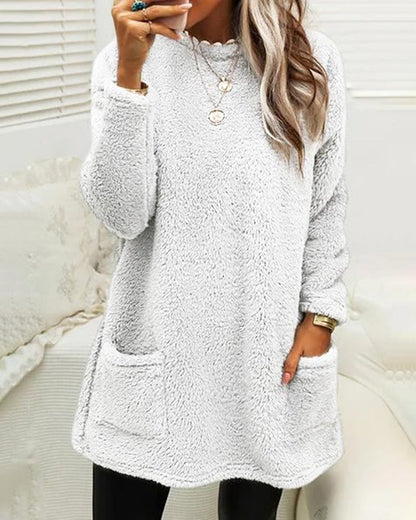 Plush Cozy Women’s Tunic Pullover - Oversized Sherpa, Winter
