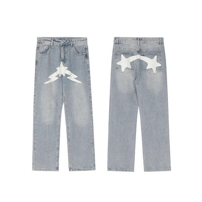 Variant image for Y2K Print Jeans with Vibrant Designs, Relaxed Fit, Comfortable Denim for Trendy Style-2