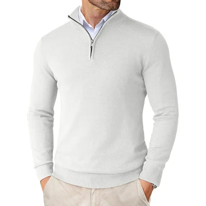 Light Timeless Men’s Knit Sweater - Zip Collar, Cotton