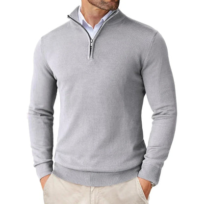 Light Timeless Men’s Knit Sweater - Zip Collar, Cotton