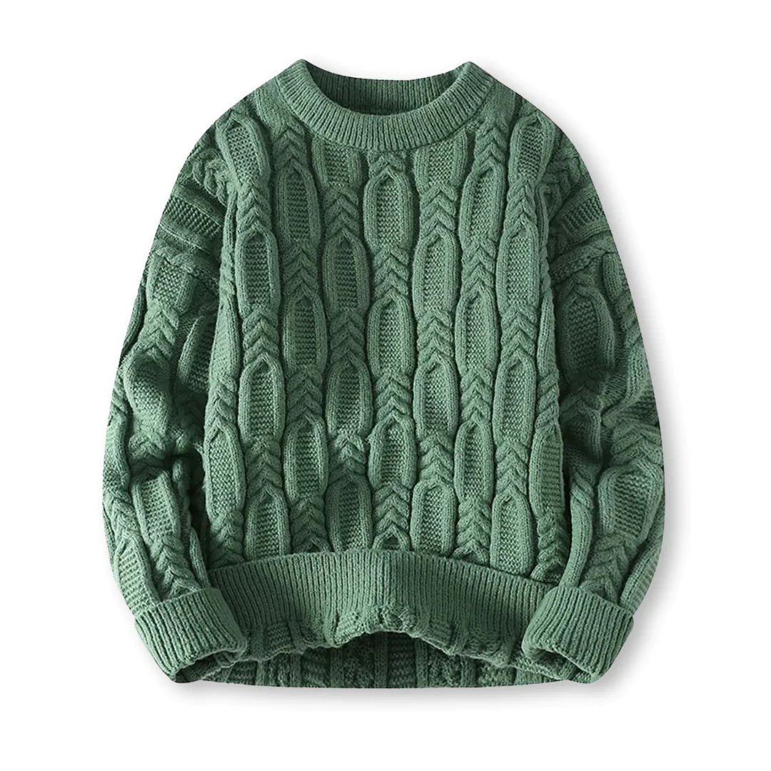 Men’s Warm Sweater - Cable Knit, Chunky, For Winter