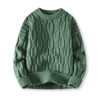 Men’s Warm Sweater - Cable Knit, Chunky, For Winter